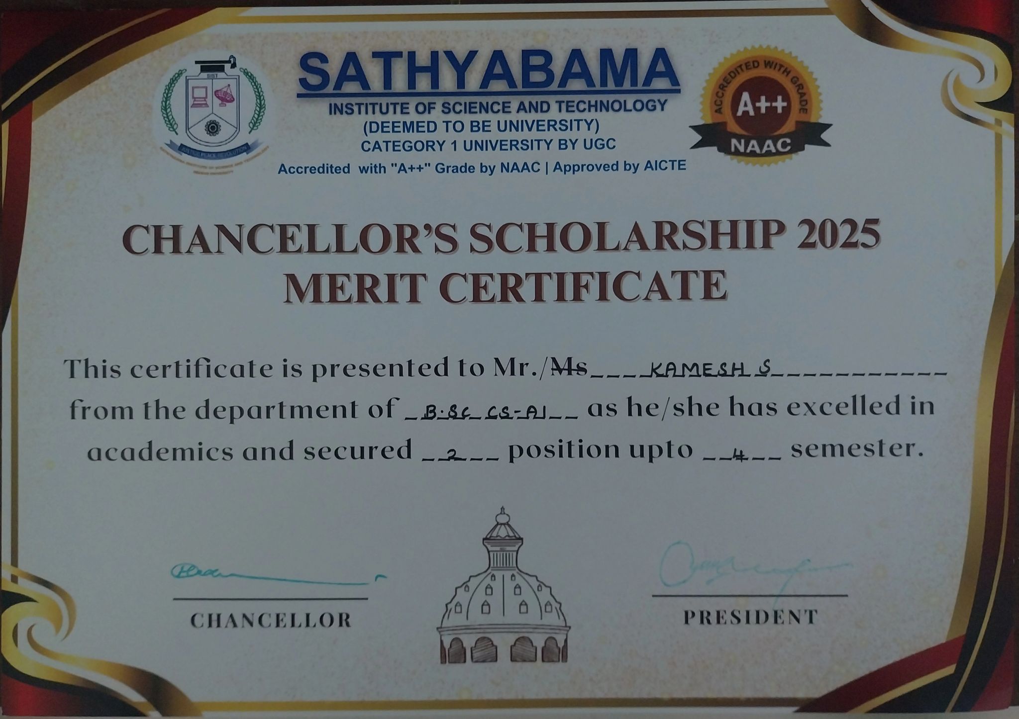 Chancellor's Scholarship 2025